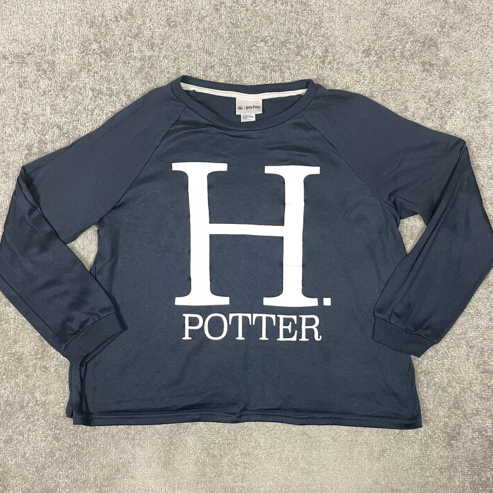 Harry Potter Top Womens XL Blue Pajama Sleepwear Logo